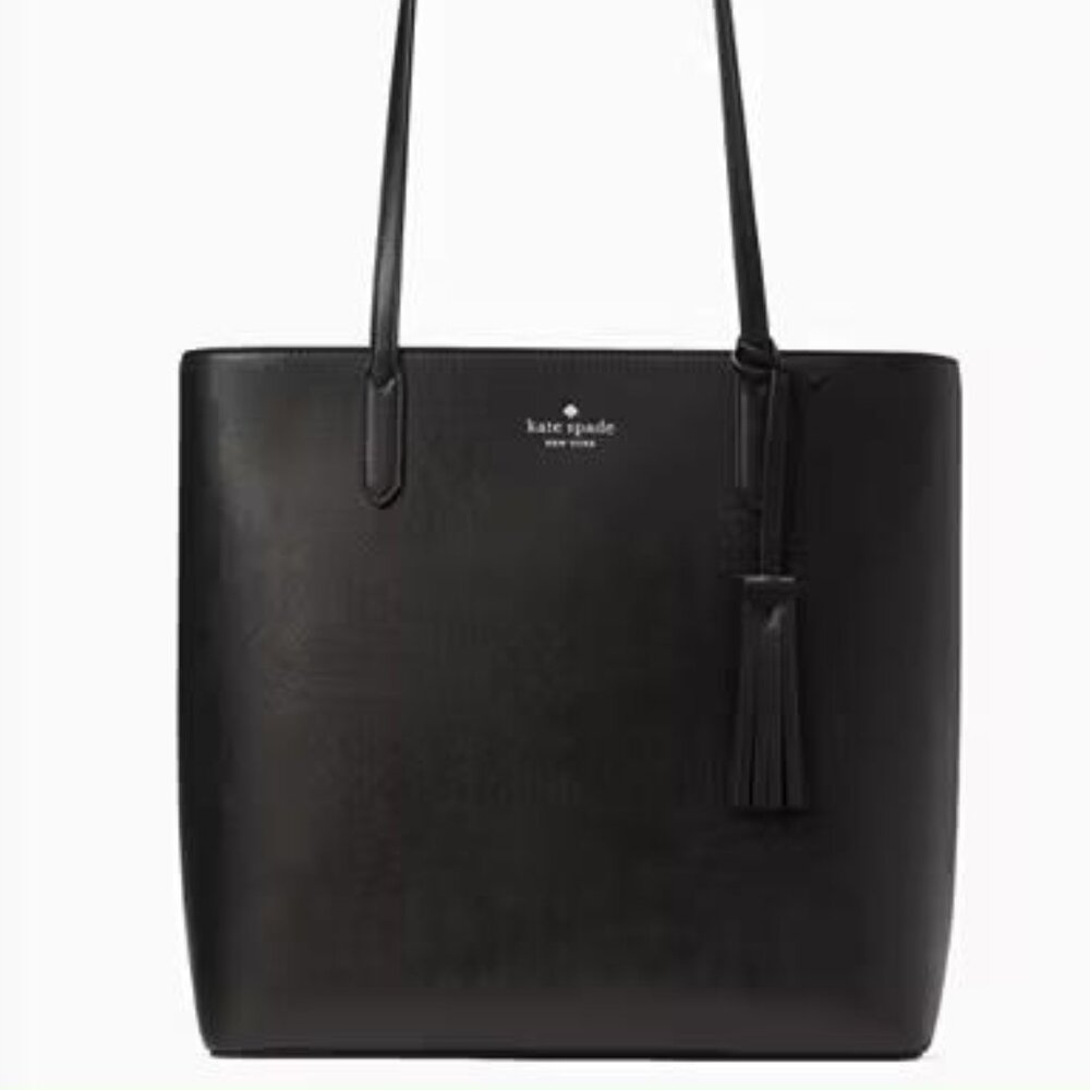 Kate Spade Jana Tote Saffiano Leather Black NEW WITH TAGS MSRP $359 BIG BAG - Picture 2 of 6